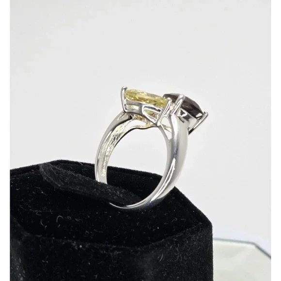 Michelle Albala 925 Sterling Silver Smoky Quartz Citrine Peridot Ring Sz 7.25 - Picture 4 of 12